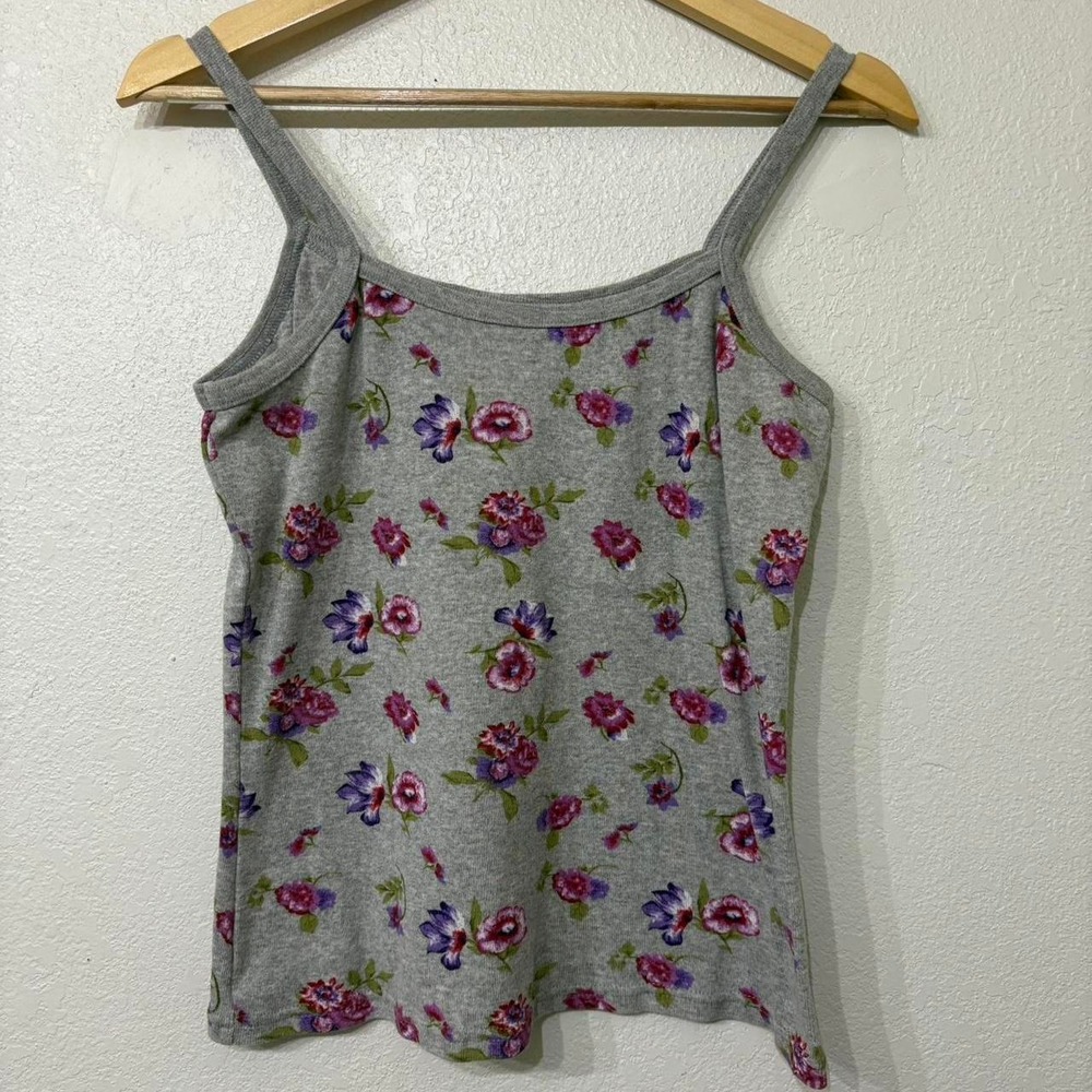 Grey floral Route 66 tank top